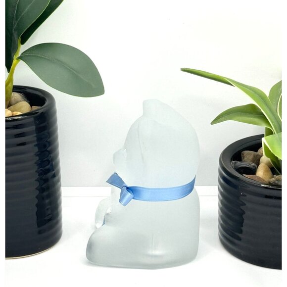 Nybro Sweden Crystal Art Glass Teddy Bear Frosted Paper Weight Figurine - Picture 4 of 7